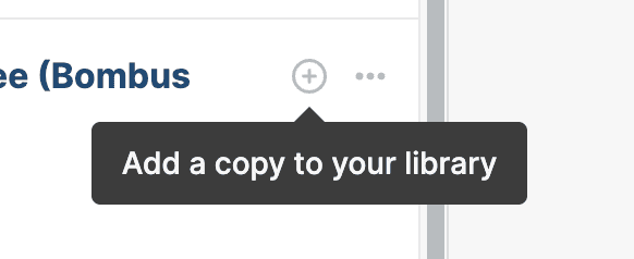 The plus status button on a shared reference with a tooltip reading “Add a copy to your library”.